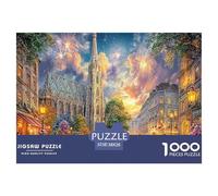Scène de la cathédrale de Paris, scène colorée du Pont de Paris, Puzzle de 1000 pièces pour Adultes, Le défi Impossible pour Le développement cérébral, 38 x 26 cm / 1000 pièces