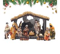 Scène De La Nativité Pour Intérieur,Décor Religieux Sainte Famille Crèche pour Bureau - Mini Ensemble de Nativité Figurines de Noël,Pour Décoration Chrétienne Intérieure Chambre Salon Bureau