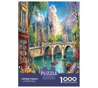 Scène de la rivière Paris Jigsaw Puzzle Jeu De Décompression 1000 Pièces Paysage de la Ville ensoleillée Puzzle Art Déco Idées Cadeaux pour Adultes Et Enfants À Partir De 12 Ans 52x38cm/1000pcs