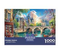 Scène de la Seine à Paris : Un Tableau coloré avec la Tour Eiffel. Puzzle de 1000 pièces pour Adultes. Un défi Impossible à relever à la Maison. 38 x 26 cm / 1000 pièces.