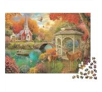 Scène de l'église d'automne Puzzle 1000 Pièces Educa Jouet Cadeau Unique Décoration Intérieure intéressant Jeu Éducatif Challenge Toy Adultes & Enfants des 14 Ans 52x38cm/1000pcs