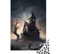 Scène de l'église hantée Puzzle 1000 Pièces Adultes intéressant Puzzles 1000 Pièces Défi Jouet Décor À La Maison 70x50cm/1000pcs