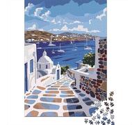 Scène de l'île Grecque 1000 Pièce Carton Extra Épais Puzzle De Bricolage Amants De Famille Jeu Amusant Et Stimulant Belle Décoration 52x38cm/1000pcs