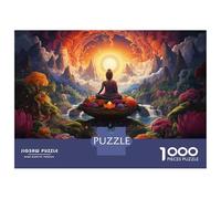 Scène de méditation Bouddhiste 1000 Pièces Puzzle Premium Coffret Puzzle Carton Solide - Ultra Dur pour Couples, Top Noté, Cadeau Noël Parfait pour Tout Le Monde 38x26cm/1000pcs