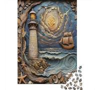 Scène de mer avec Phare Puzzle 1000 Pièces Adultes Et Enfants À Partir De 14 Ans De Qualité Supérieure Cadeau Unique 70x50cm/1000pcs