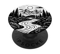 Scène de Montagne en pin Naturel PopSockets PopGrip Adhésif