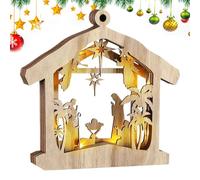 Scène de naissance de Jésus illuminée - Bijoux de table de famille sacrée en bois, crèche de Noël intérieure avec éclairage LED | Pour la chambre à coucher bureau bibliothèque maison de campagne