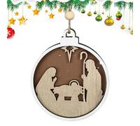 Scène de Naissance de Jésus - Ornement de Noël détaillé, Bois fabriqué à la Main | Décoration de Porte de cheminée, Arbre de noël, fête, Maison, célébration Religieuse, Tradition chrétienne, élégante