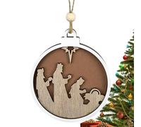 Scène de Naissance de Jésus - Ornement de Noël détaillé, Bois fabriqué à la Main | Décoration de Porte de cheminée, Arbre de noël, fête, Maison, célébration Religieuse, Tradition chrétienne, élégante