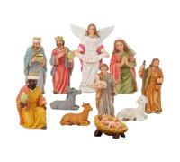 Scène de Nativité de Noël - Mangeoire en Résine, Figurines Religieuses, Miniature Sainte Famille | Décoration Saisonnière pour Intérieur, Maison, Étagère, Bureau, Église, Chambre, Fête, Jardin Extérie