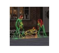 vidaXL Scène de Nativité illuminée 112 x 71,5 cm PVC multicolore intérieur/extérieur