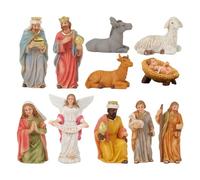 Scène De Nativité Intérieure - Figurines Religieuses Jésus En Résine Décorations De Noël - Statue Sainte Famille Ensemble Crèche - Pour Jardin Extérieur Intérieur Cheminée Salon Chambre Bureau Table