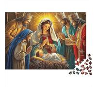 Scène de Nativité Puzzle pour Adultes Puzzle 1000 Pièces Nuit de Célébration Puzzle en Famille Relaxant Cadeau 52x38cm/1000pcs
