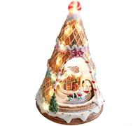 Scène de neige de Noël en résine, village de neige de Noël rotatif avec lumière LED musicale pour fête de Noël (B)