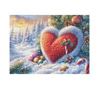 Scène de Neige en Forme de cœur 500 Pièces Puzzle Famille en Carton Rigide Difficulté Moyenne Activité Familiale Anti-Stress Loisir Créatif Idée Cadeau Anniversaire Premium 500 PCS/52×38cm