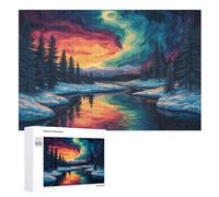 Scène de Neige hivernale Puzzles Adultes 1000 Pièces en Bois, Jouet De Puzzle De Défi De Cerveau pour des Enfants, D’Intelligence （75×50cm）