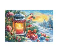Scène de Neige Lanterne de Noël 1000 Pieces Casse-tête Créatif en Carton Épais Difficulté Moyenne Activité Manuelle Loisir Créatif Cadeau Créatif Événement Festif Premium 1000 PCS/75x50cm