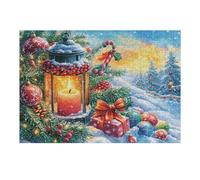 Scène de Neige Lanterne de Noël 300 Pieces Casse-tête Amateur d'art en Carton Haute Densité Difficile Niveau Expert Décoration Murale Salon Cadeau Fête des Mères 300 PCS/40x28cm