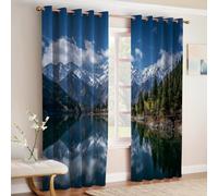ScèNe De Neige Rideaux Occultants Bord de lac et forêt 2 Pièces Isolants Thermiques et Phoniques avec Œillets pour Chambre Adulte ou Enfant Intérieur Maison 117L X 183H cm