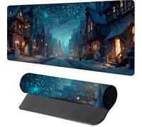 ScèNe De Neige Tapis de Souris Gaming 1600x800x3mm, Ciel éToilé Tapis de Souris XXL, sous Main Bureau, Mouse Pad avec Rubber Base, Accessoires Bureau, Mousepad avec Coutures sur Les Bords, 9-6223