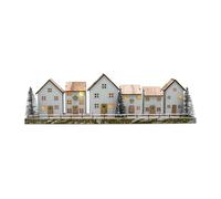Scène de Noël à LED en bois blanc fonctionnant sur piles - 40 x 11 cm - Paysage d'hiver éclairé en blanc chaud - Village d'hiver ville décoration de table de fenêtre