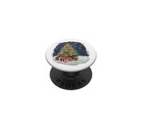 Scène de Noël - Arbre et Cadeaux - Ciel étoilé et Neige PopSockets PopGrip Adhésif