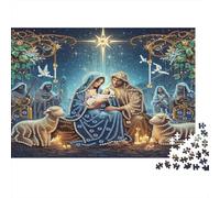 Scène de Noël Bundle Puzzle 1000 Pièces, Papier Épais, Enfants 8-12 & Adultes,Nativity Starry Night Décoration Murale Maison, Cadeau Nouvel an, Défi Cérébral 52x38cm/1000pcs
