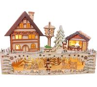 Scène de Noël en bois - 2 étages - Maisons & forêt