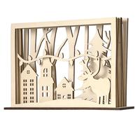 Scène De Noël En Bois Ciselé Forme Cadre 28 X 18 X 0,4 Cm