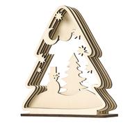 Scène De Noël En Bois Ciselé Forme Cadre Sapin 17,3 X 20 X 0,4 Cm