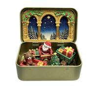 Scène de Noël en Boîte Métallique Mini décoration de table Père Noël | Ensemble de Petites Figurines Noël à Poser Pour Salon Maison Étagère Cheminée Garnitures Sacs Cadeaux Invités Fête Hiver