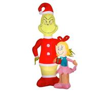 Scène de Noël gonflable Dr. Seuss Grinch et Cindy Lou Who - 1,8 m - Avec lumières LED - Décoration de vacances pour intérieur/extérieur