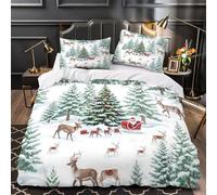 Scène de Noël Housse de Couette Microfibre Hypoallergique 3D Effet Ultra Douce Respirante Nativité religieuse Parure de Lit Fermeture Éclair Léger avec 2 Taies d'oreiller for Garçon King（220x240cm）