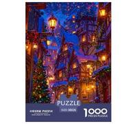Scène de Nuit de la Ville de Noël d'hiver Puzzle 1000 Pièces Educa Jouet Cadeau Unique Décoration Intérieure Intéressant Jeu Éduchatif Challenge Toy Adultes & Enfants des 14 Ans 38x26cm/1000pcs