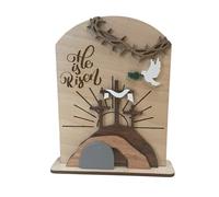 Scène de Pâques - Crèche de Pâques - Décoration en Bois - Scène de Resurrection de Pâques - Cadeau chrétien - Décoration Religieuse - Croix de résurrection