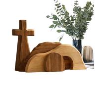 Scène De Pâques De Tombeau Vide - Décorations De Pâques Chrétiennes En Bois | Ensemble De Scènes De Résurrection Religieuse En Bois | Centre De Table Chrétien Pour Maison, Église, Étagère, Bureau