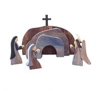 Scène de Pâques de tombeau vide et décoration de croix, scène de résurrection en bois, croix de Jésus, ensemble de plateaux de naissance de Jésus, décoration de scène de naissance de Jésus, signe