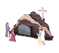 Scène De Pâques Du Tombeau Vide - Tilleul | 7 Pièces Décoration En Bois Scène De Résurrection Dè Pâques | Décor D́e P̀âqùes Chrétien Classique Peint À La Main Pour Étagère Dë Table Ďe Comptoir