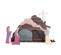 Scène de Pâques en bois - Présentoir de résurrection de 7 pièces, ornements décoratifs de Pâques, ensemble en bois fabriqué à la main | Convient pour la décoration de table de vacances, l'affichage de