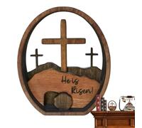 Scène de Pâques, la tombe vide - Scène de Pâques et croix - Décoration de vacances - Crèche Jésus - Décoration de vacances - En bois - Décoration de table - Crèche Jésus - Décoration de maison pour
