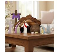 Scène de Pâques vide - Scène de résurrection en bois avec croix | Décoration chrétienne pour la maison | Crèche de Noël religieuse pour plateau à niveaux, bureau, église