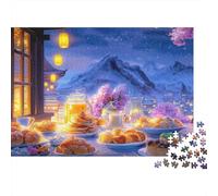 Scène de Petit déjeuner d'hiver 1000 Pièce Carton Épais Puzzle Classique Adolescents Fans 12-18 Ans Difficile Défiant Décoration Murale Le 52x38cm/1000pcs