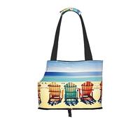 Scène de plage avec chaises imprimées, sac de transport pour chiot, animaux de compagnie, sacs de transport pour petits chiens, chats et lapins