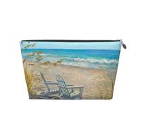 Scène de Plage avec chaises imprimées, Trousse de Toilette Trousse de Maquillage Sac à cosmétiques Trousse de Toilette de Voyage Portable