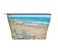Scène de Plage avec chaises imprimées, Trousse de Toilette Trousse de Maquillage Sac à cosmétiques Trousse de Toilette de Voyage Portable