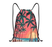 Scène De Plage Rétro Sac À Dos Unisexe Sac De Sport Plage Sacs pour Toilette Femmes Camping 36X42Cm