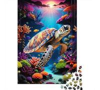 Scène de récif de Tortue de mer Puzzle 1000 Pièces Adultes Animaux Puzzles 1000 Pièces Jeu Éducatif Cadeau 70x50cm/1000pcs