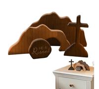 Scène De Résurrection du Tombeau Vide - Ornement De Décoration De Plateau À Plusieurs Niveaux | Décor De Table De Nativité De Pâques, Pièces Maîtresses De Table en Bois pour Bureau
