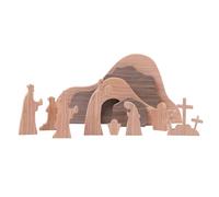 Scène de résurrection, ensemble de décoration religieuse de Pâques en bois | Lot de 12 décorations de résurrection de Jésus pour décoration d'intérieur de Pâques et figurines chrétiennes pour