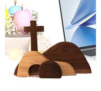 Scène de résurrection - Kit de plateaux en bois à plusieurs niveaux, décoration religieuse de la Nativité fabriquée à la main, centre de table avec signe de Jésus, présentoir élégant pour la maison, l